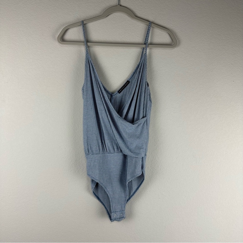 Harlowe & Graham Blue White Spaghetti Strap Bodysuit Size Small